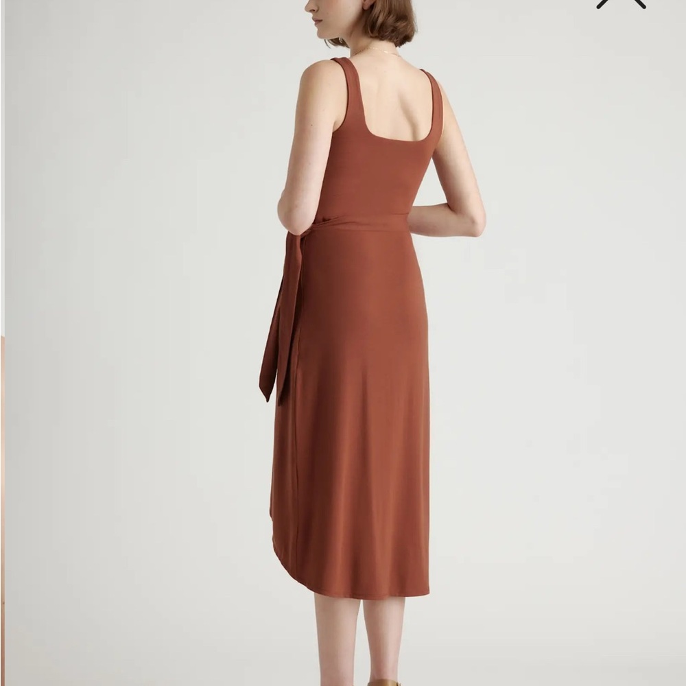 Quince Brown Midi Wrap Dress - Picture 4 of 8